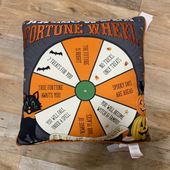 Isaac Mizrahi Fortune Teller Wheel Throw Pillow Halloween Decor Arrow Spins 18" - Picture 2 of 12